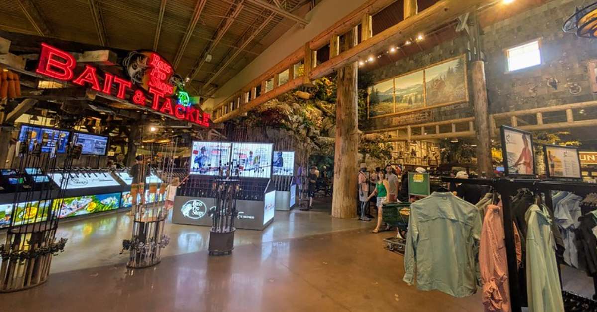bait and tackle section at Bass Pro Shops