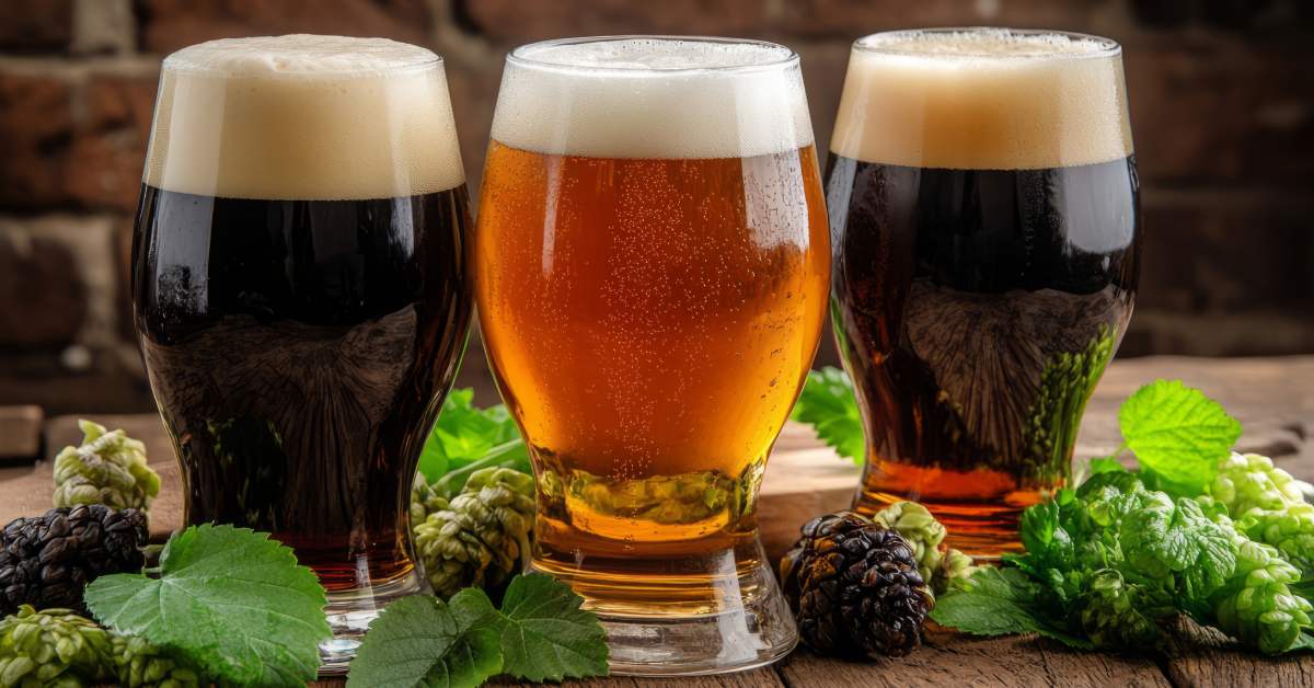 three glasses of beer