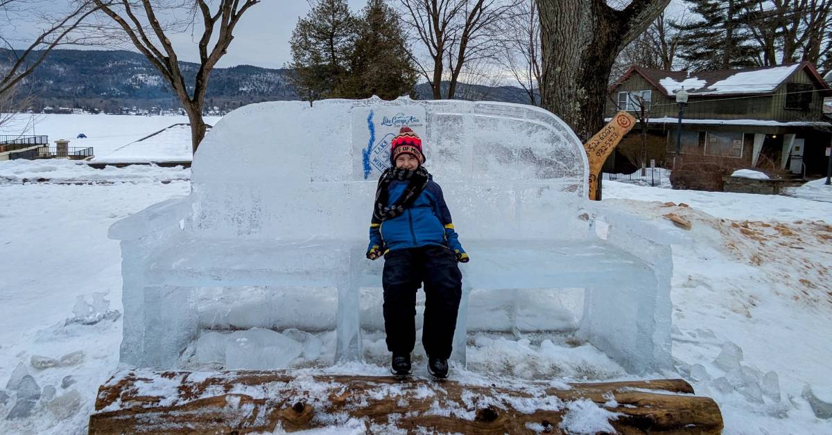 kid on ice bench