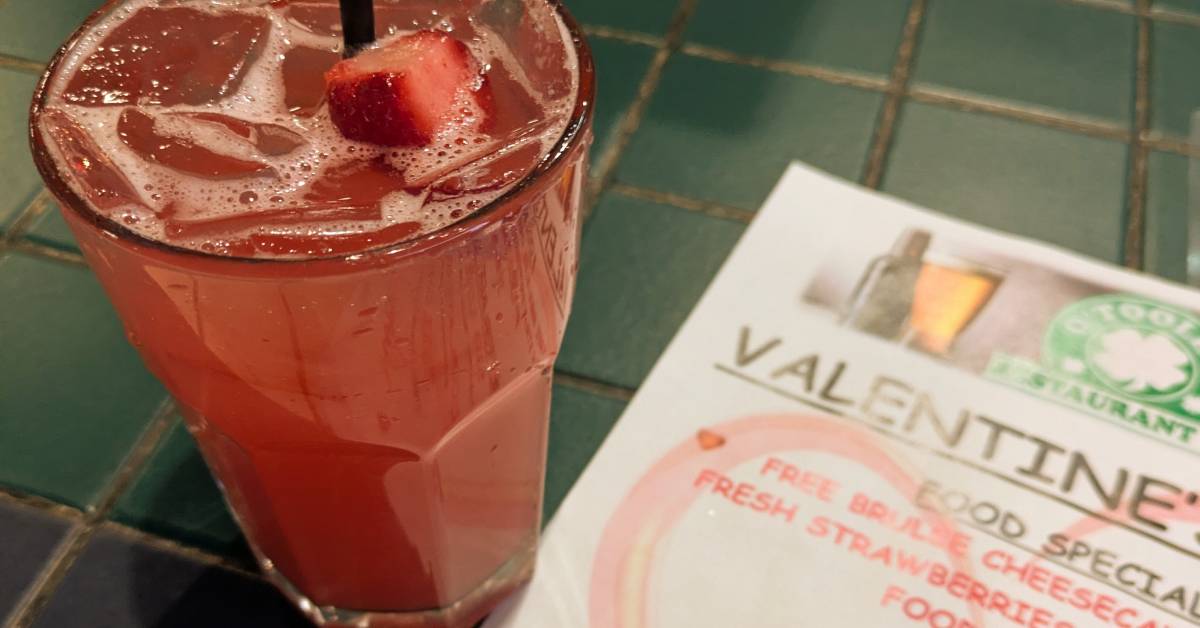 valentine's cocktail next to menu