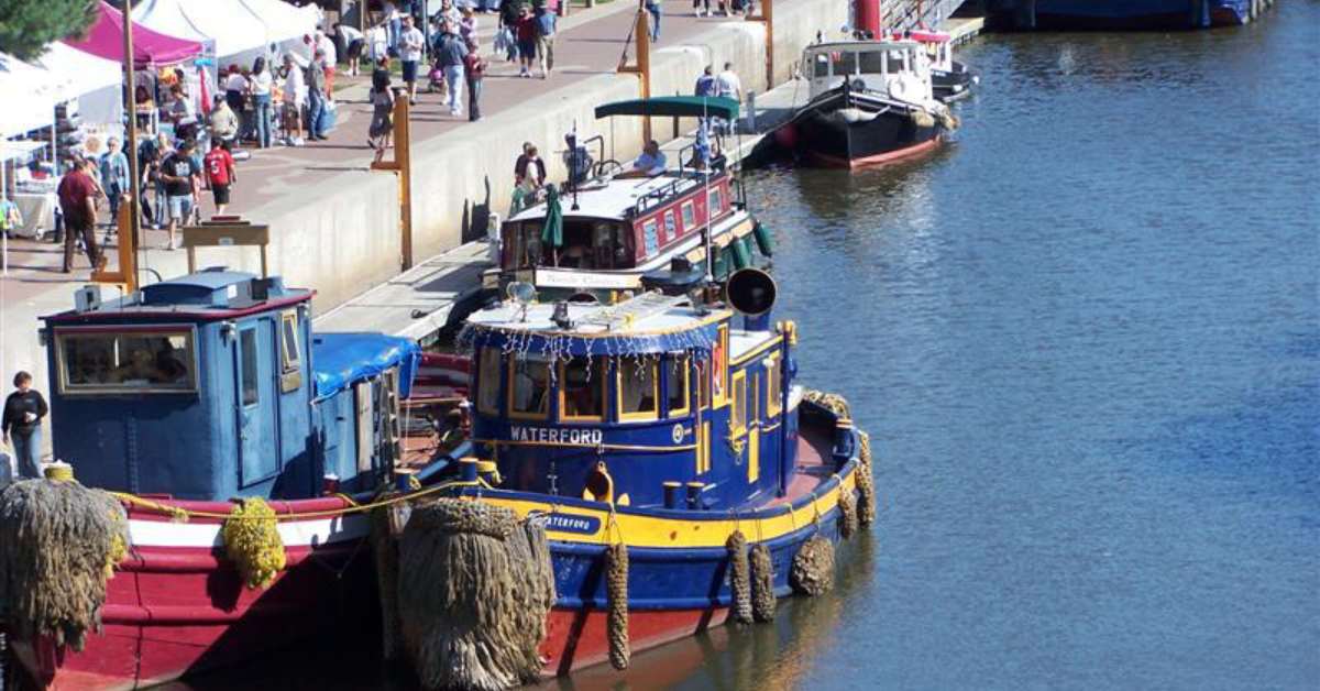 canal boats at a festival