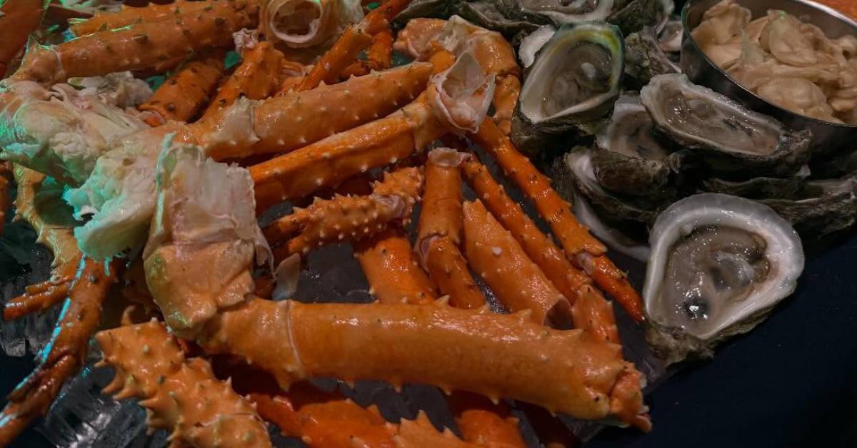 crab legs and oysters