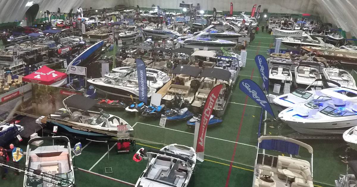 aerial view of great upstate boat show