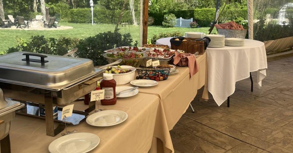 buffet on patio