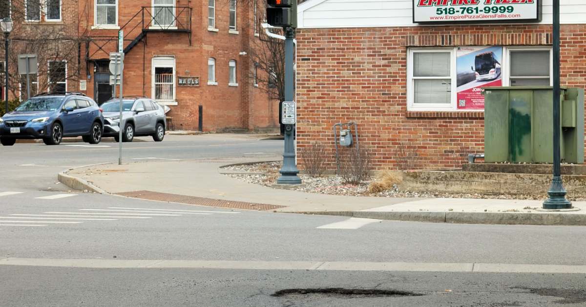 pothole on city street