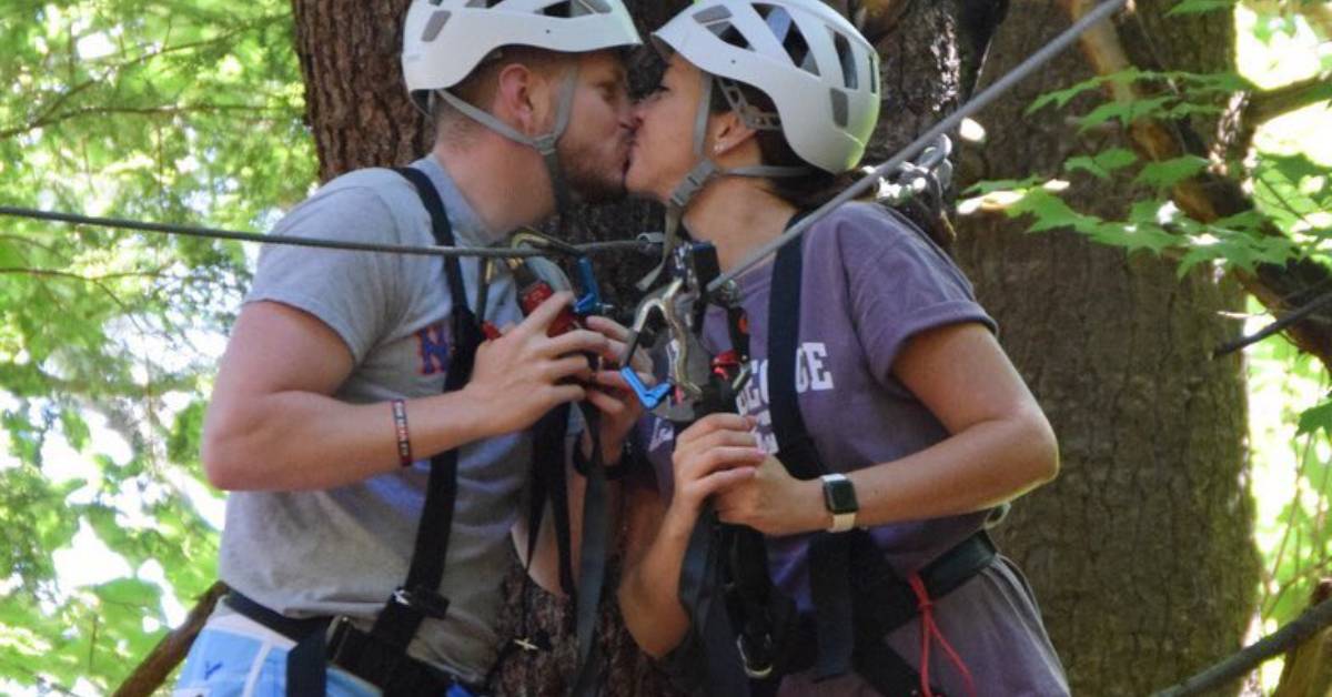 treetop couple kissing