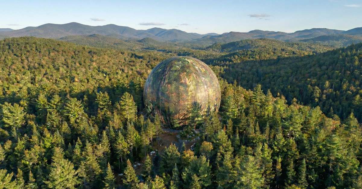 aerial view of a forest themed sphere