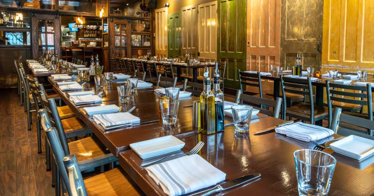inside of a rustic dining room