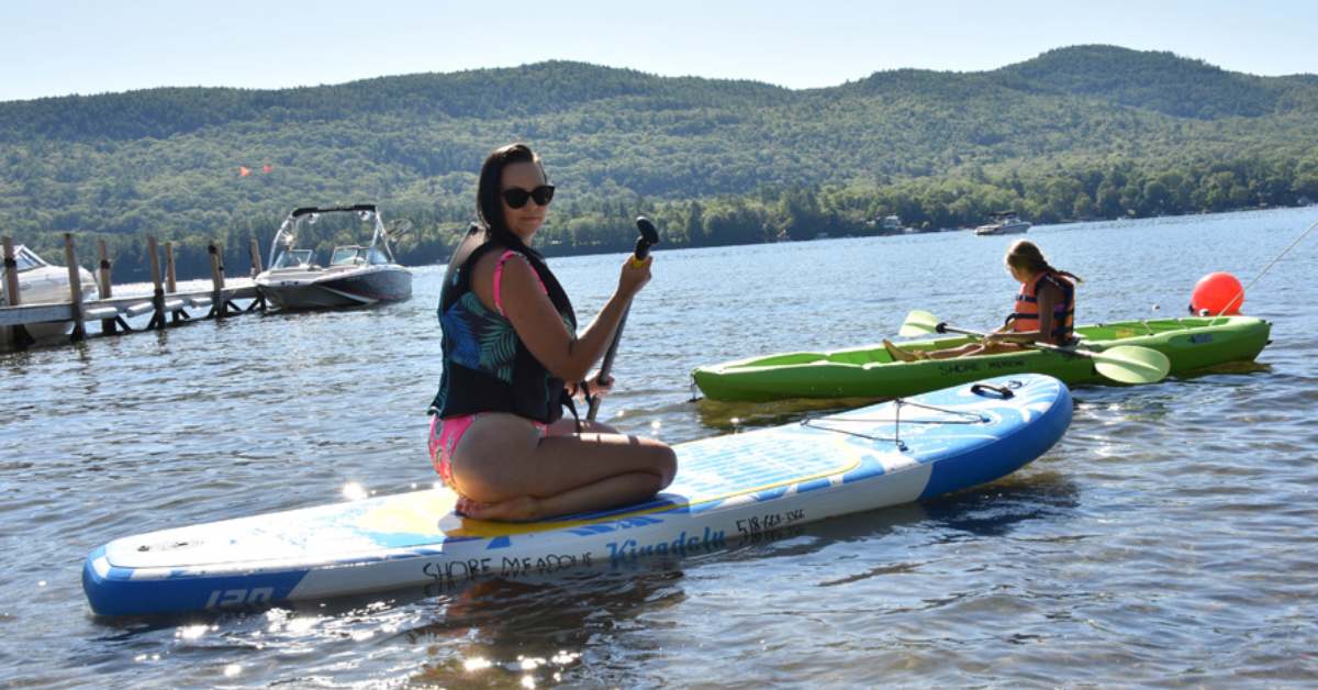 a woman on a SUP