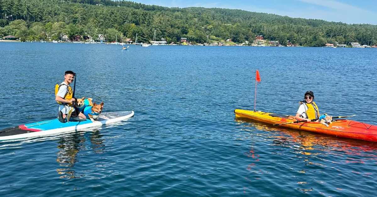 two SUPers on a lake