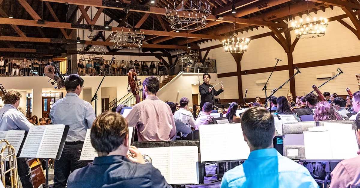 a concert inside the Carriage House