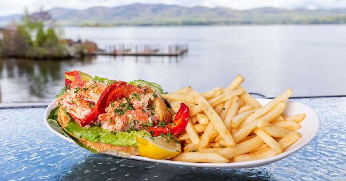 lobster roll at boathouse restaurant