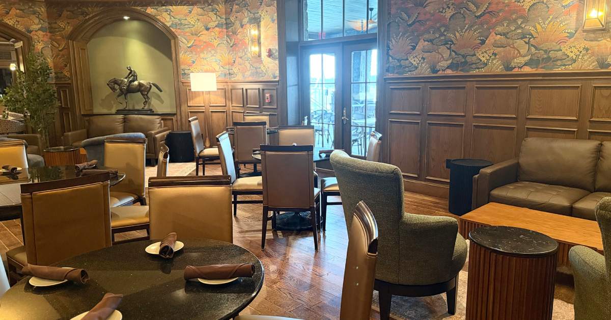 tables and chairs in a dining area