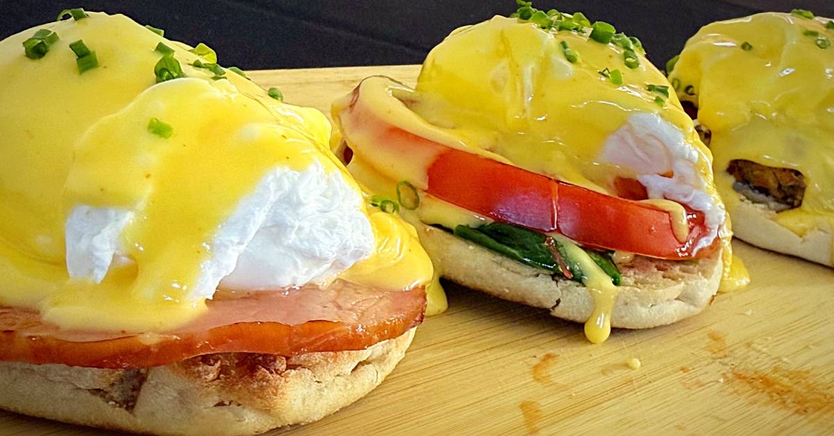 three different types of eggs benedict