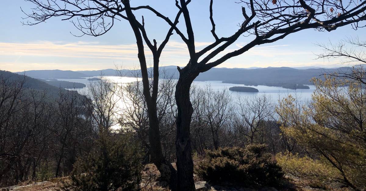 view from mountain summit of lake george