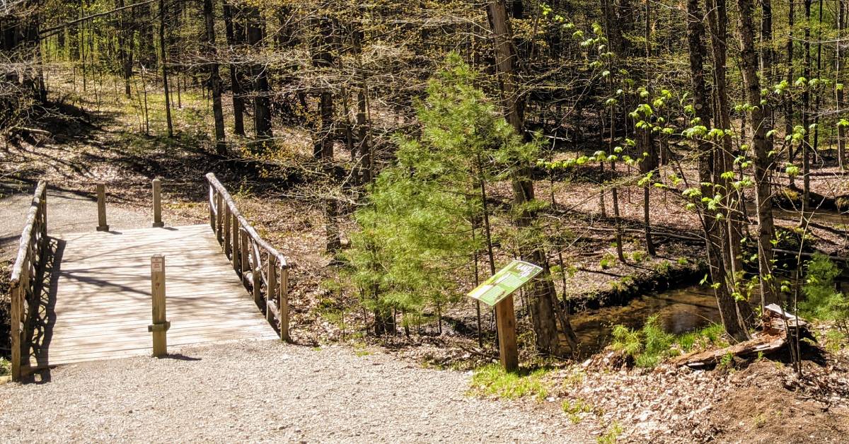 hiking bridge and signage