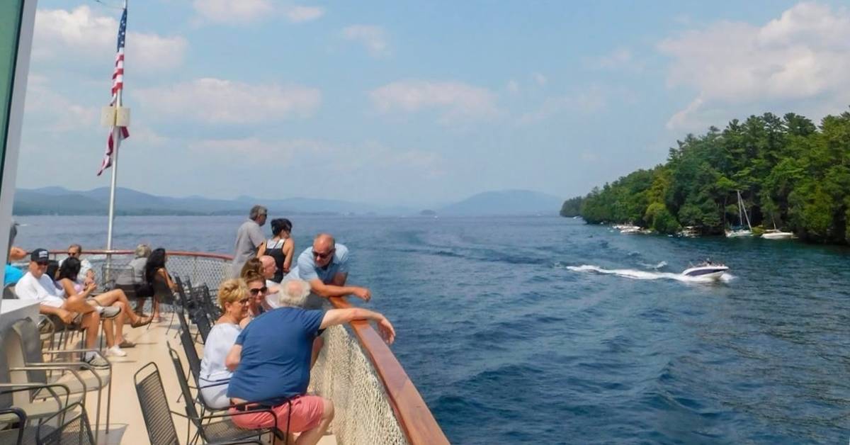 people cruising on lake george