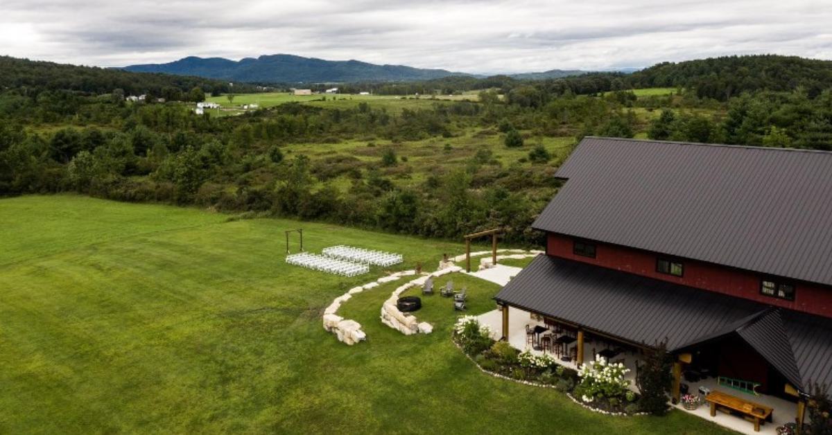 country meadows barn aeriel view