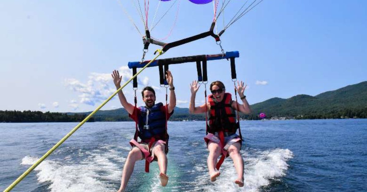 couple parasailing