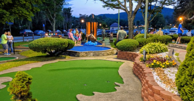 mini golf course in the evening