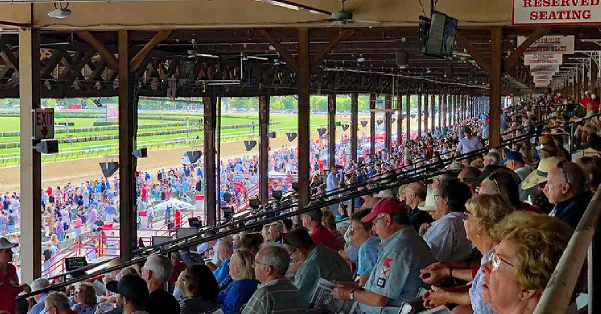 people sitting in seats inside the grandstand