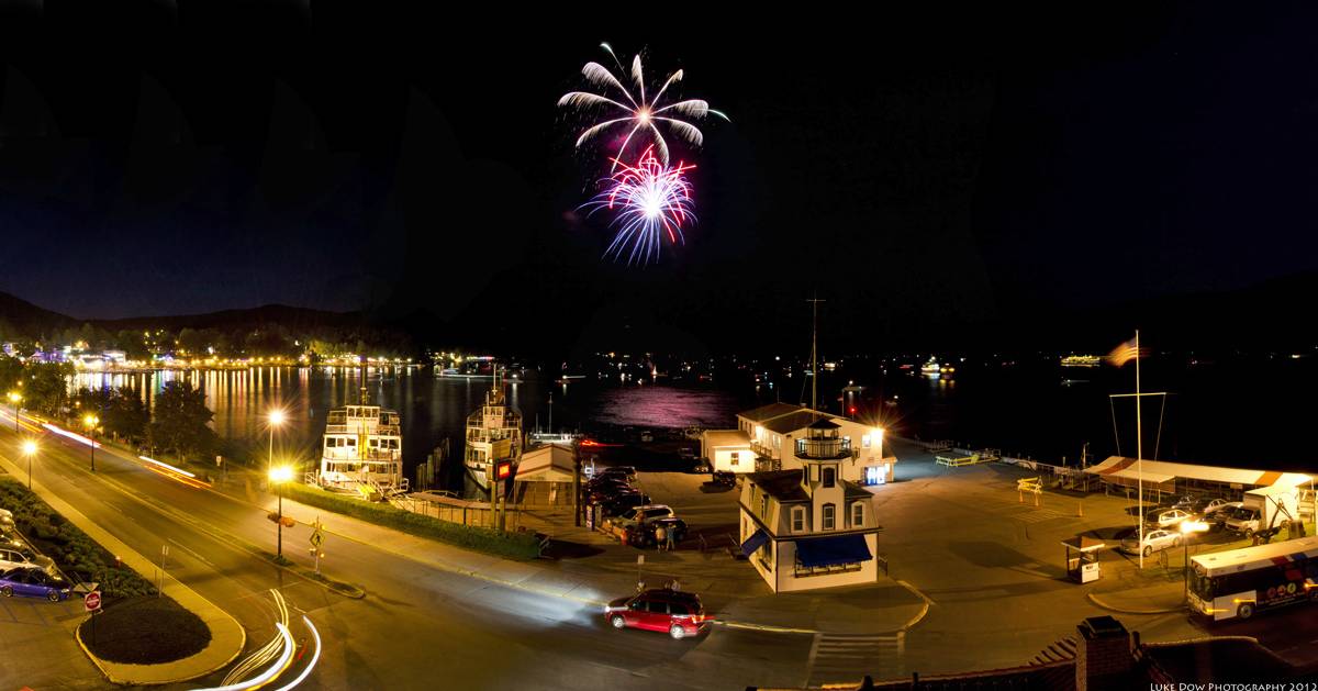 fireworks over Lake George