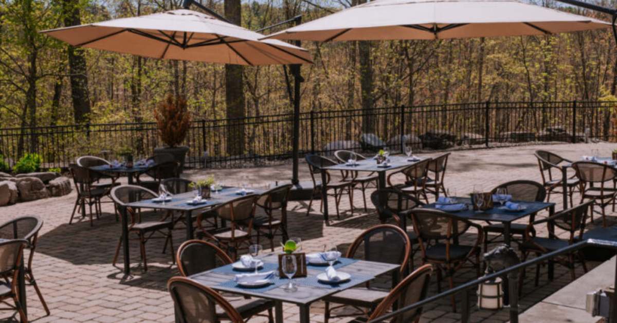 outdoor patio with dining tables