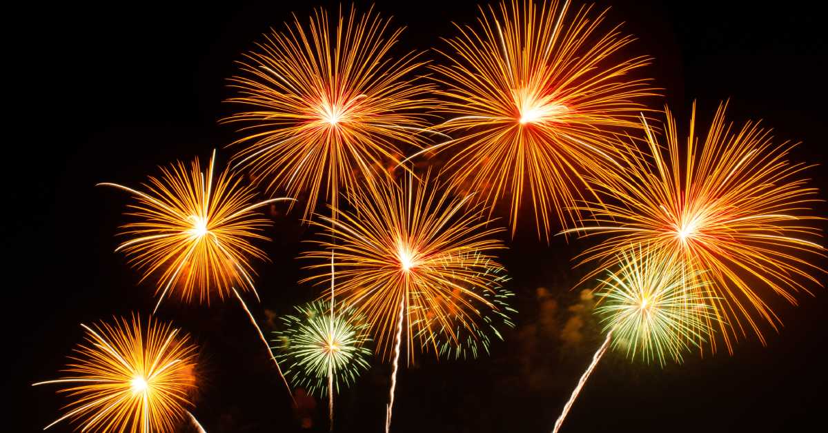 yellow and green fireworks