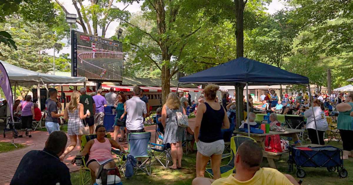 Saratoga Race course picnic area and TVs