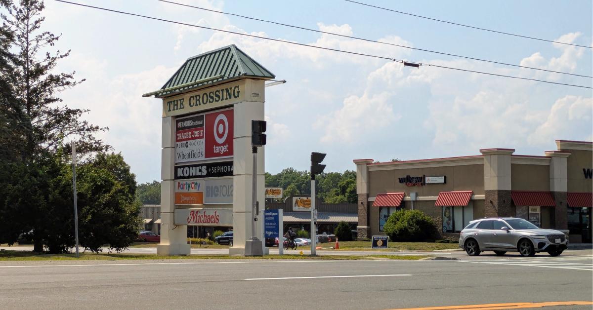 The Crossing sign and entrance