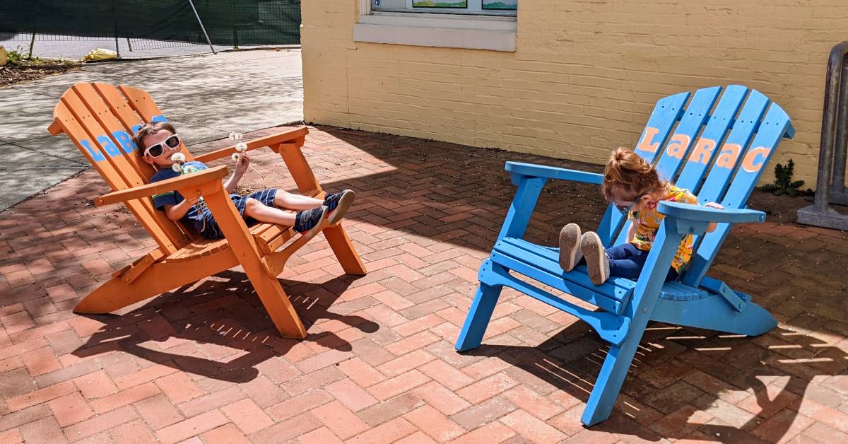 kids in adirondack chairs at larac in glens falls
