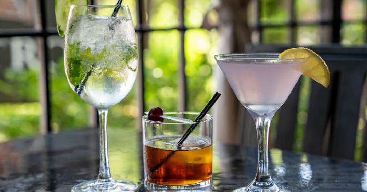 specialty cocktails on a table