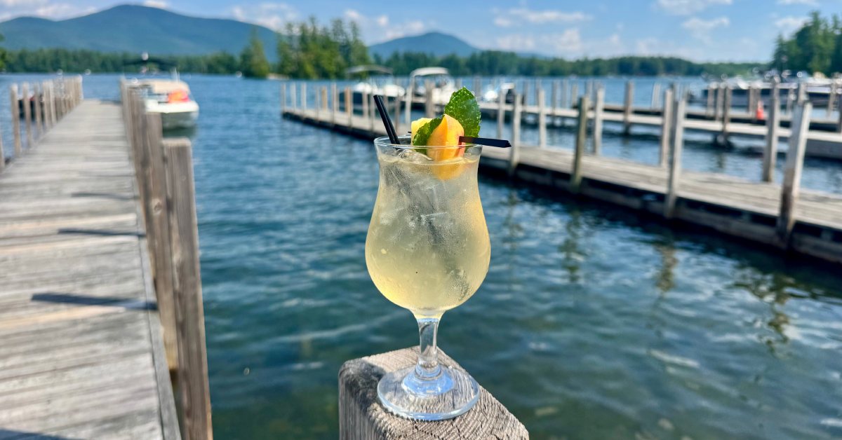 cocktail on a dock post