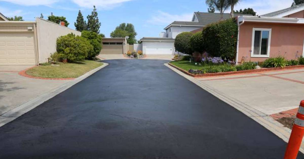 freshly paved driveway