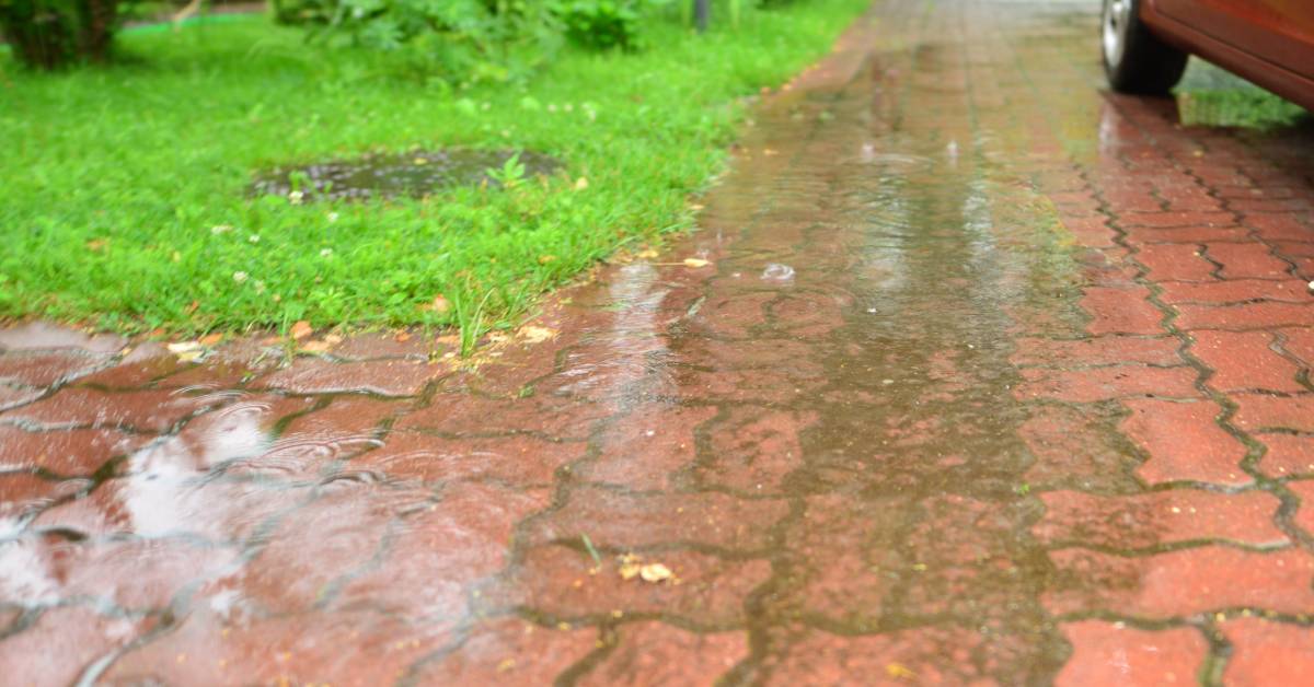 water pooling on driveway