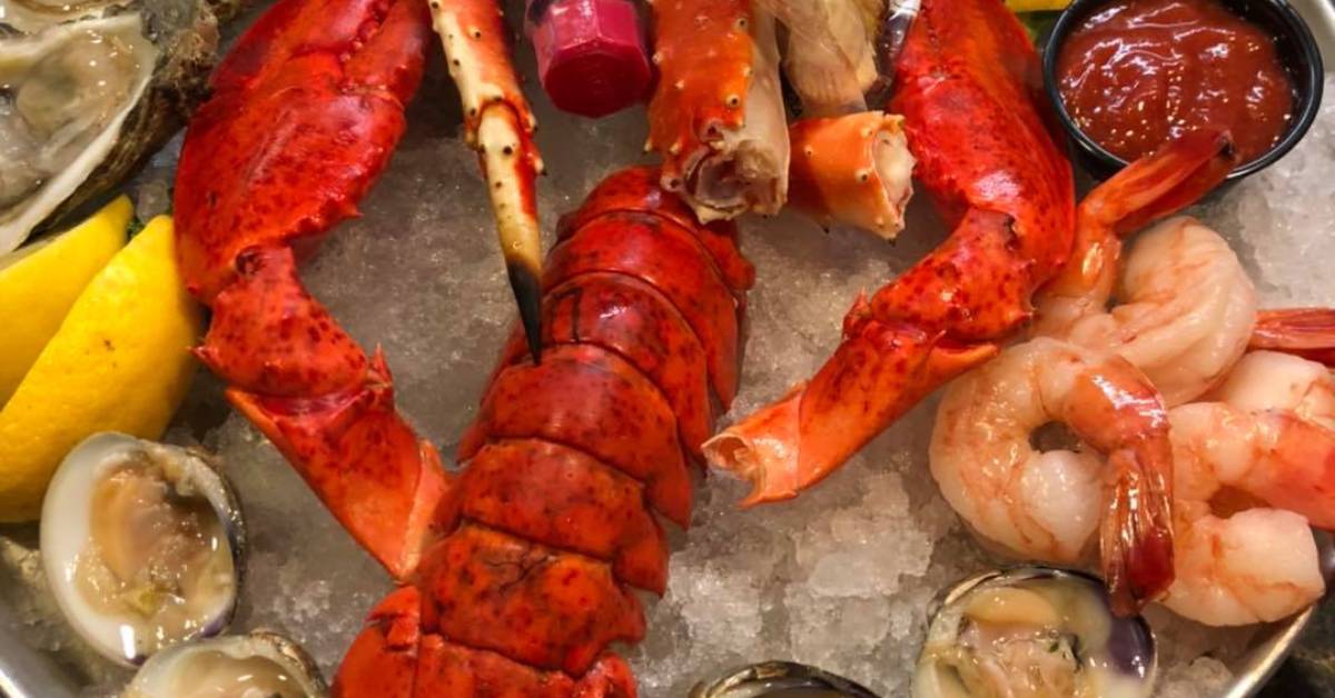 lobster and seafood on ice