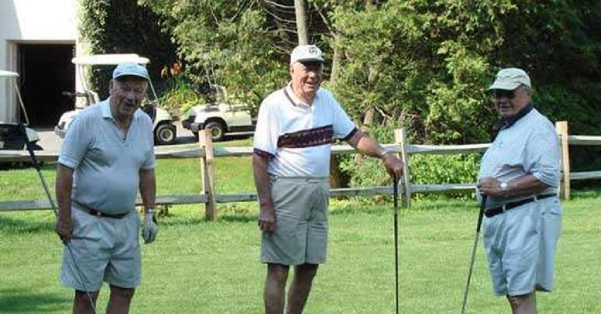 three guys wearing golf attire