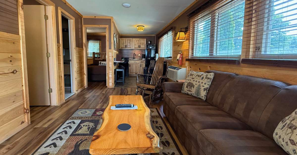 interior of a rustic cabin
