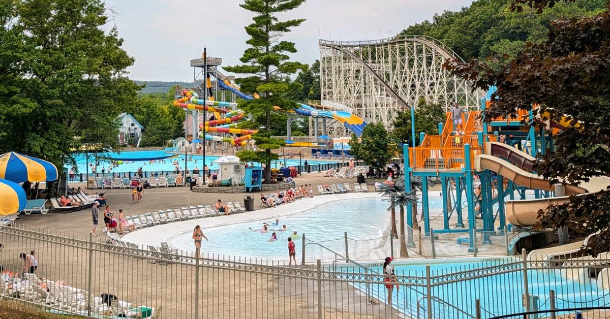 great escape waterpark and wave pool area with the comet