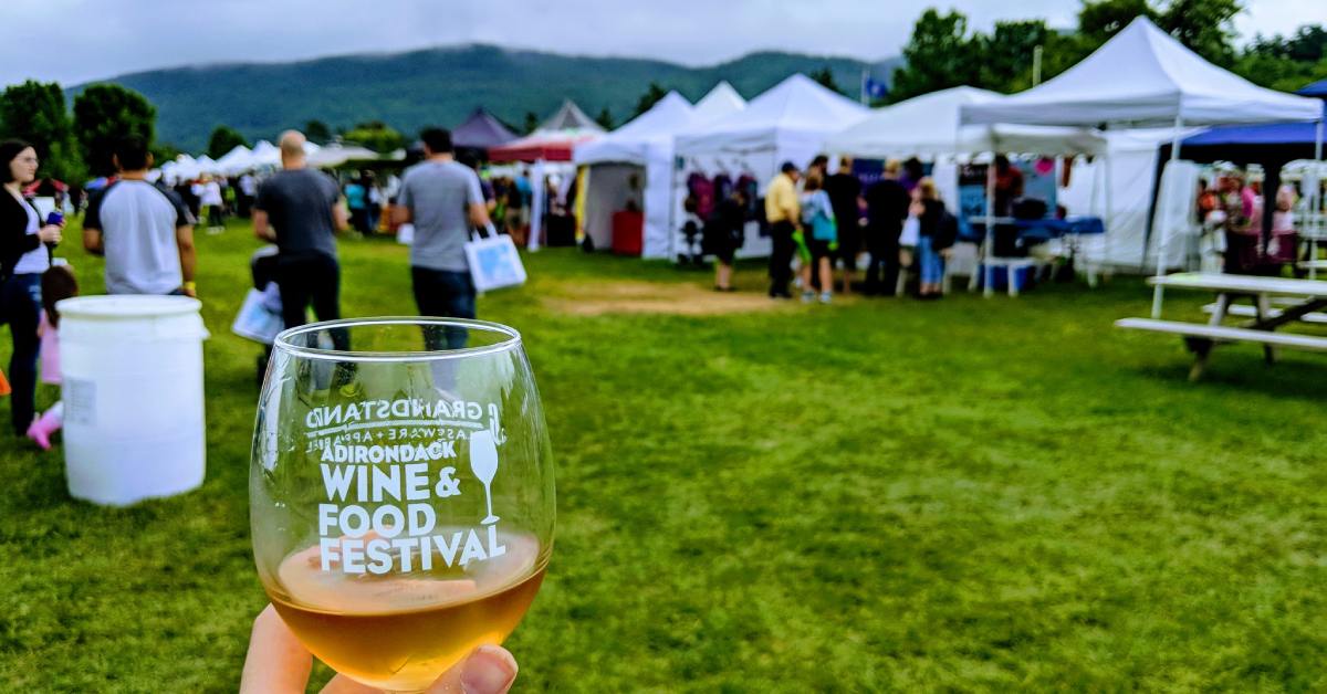 wine glass in hand outside