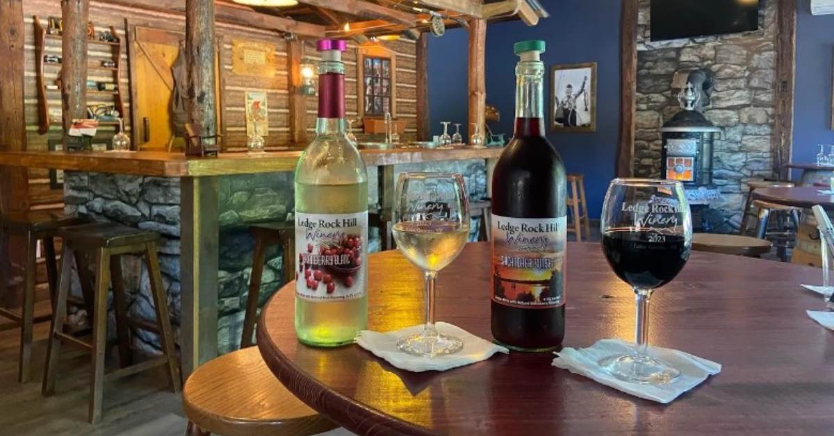two bottles and two glasses of wine