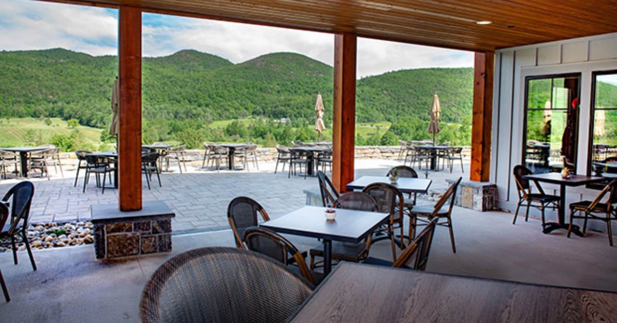 indoor outdoor golf patio event space
