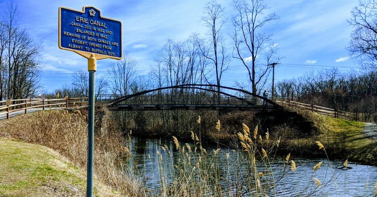 Vischer Ferry bridge photo in early spring