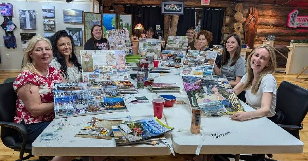 Creative workshop inside The Creative Jam cabin near Lake George