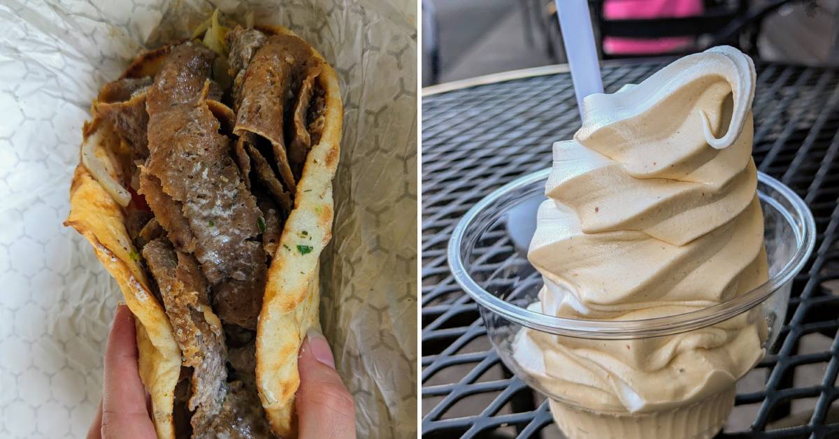 gryo on the left, pumpkin ice cream on the right