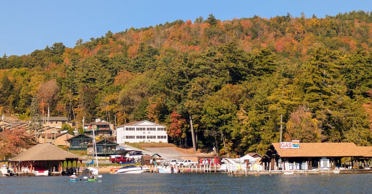 view of shoreline and foliage from water