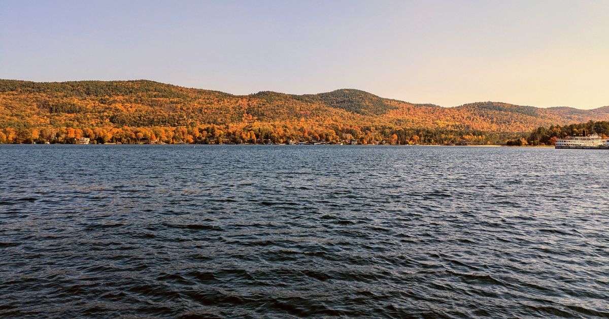 fall foliage over lake