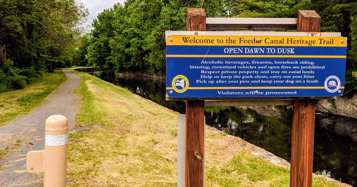 feeder canal trail with sign
