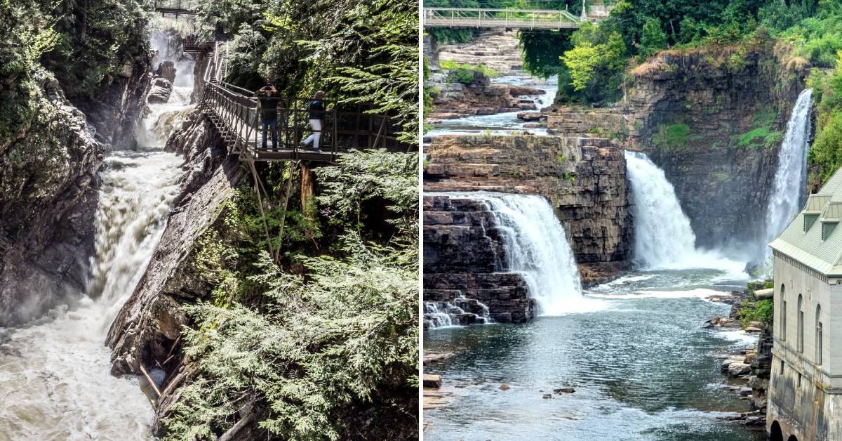 high falls gorge on the left, ausable chasm on the right