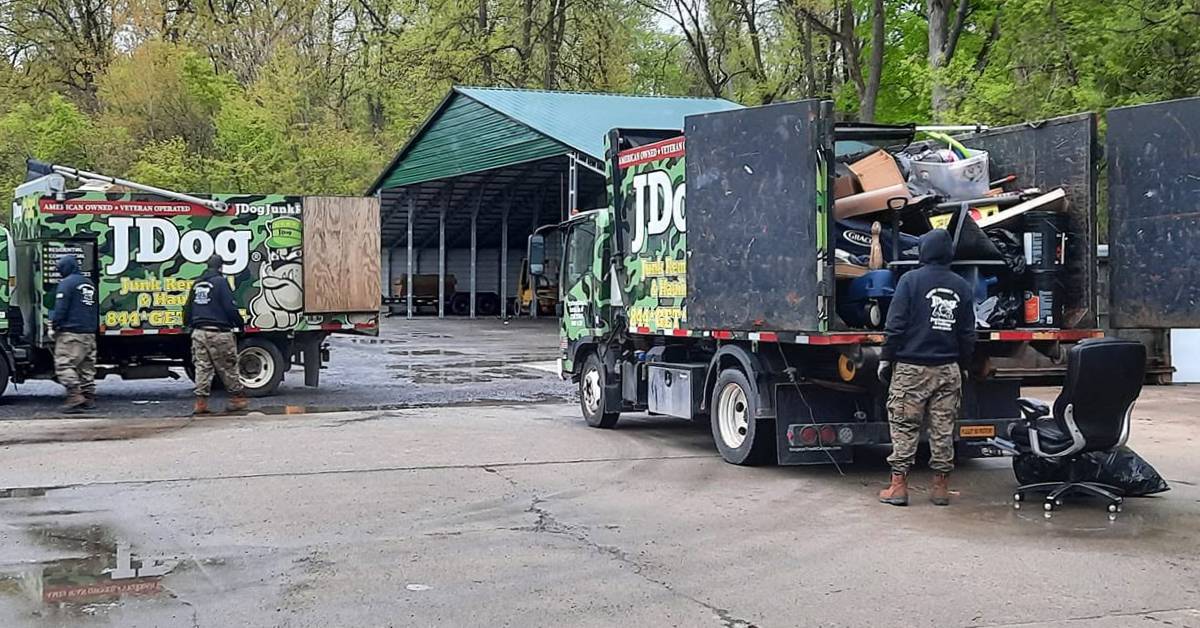 jdog junk removal trucks in action